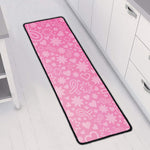 Cute Pink Breast Cancer Pattern Print Long Kitchen Mat