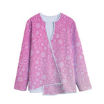 Cute Pink Breast Cancer Pattern Print Long Sleeve Short Coat