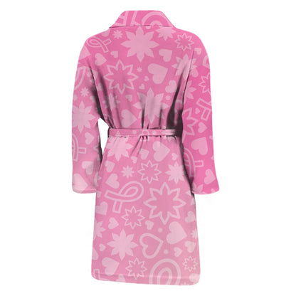 Cute Pink Breast Cancer Pattern Print Men's Bathrobe
