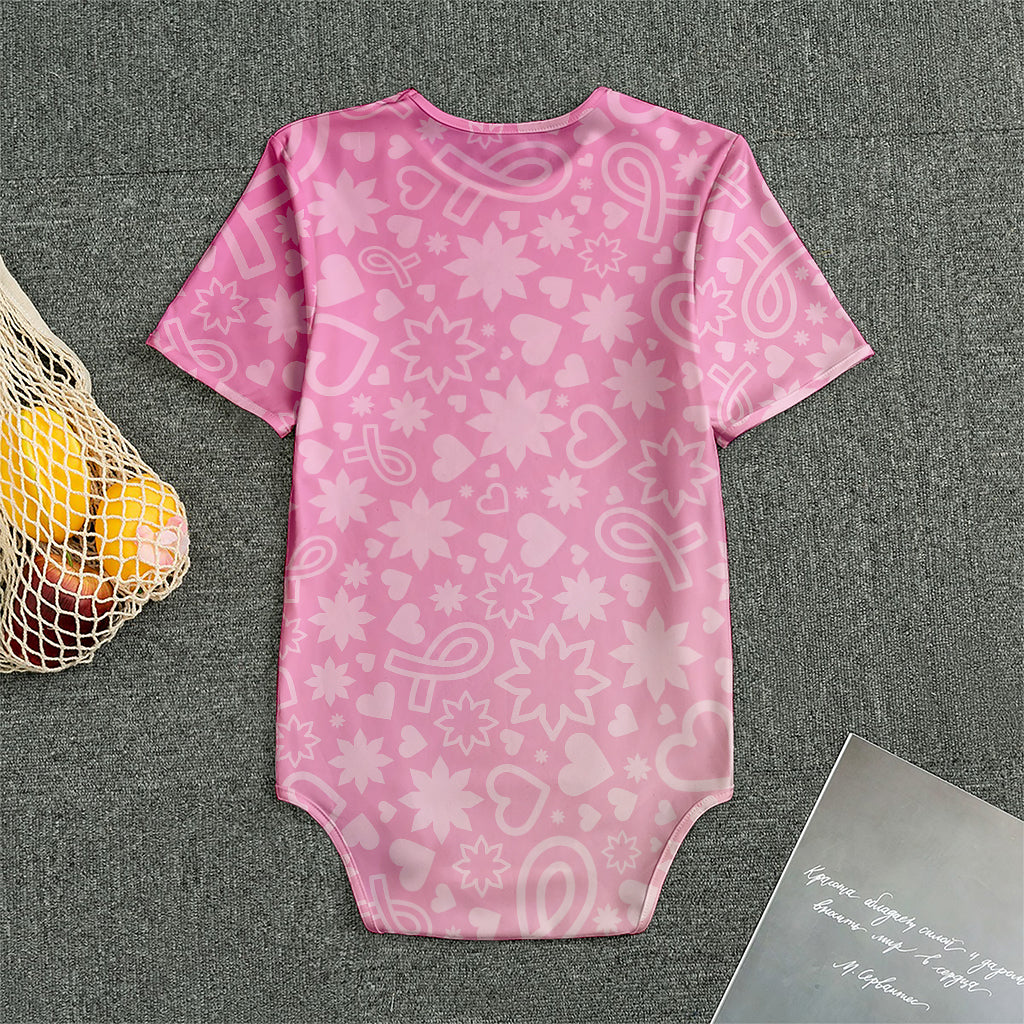 Cute Pink Breast Cancer Pattern Print Men's Bodysuit