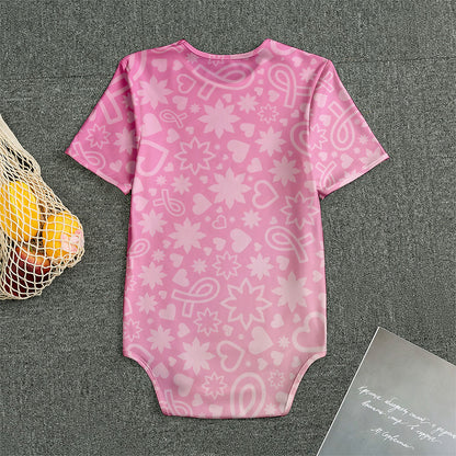 Cute Pink Breast Cancer Pattern Print Men's Bodysuit