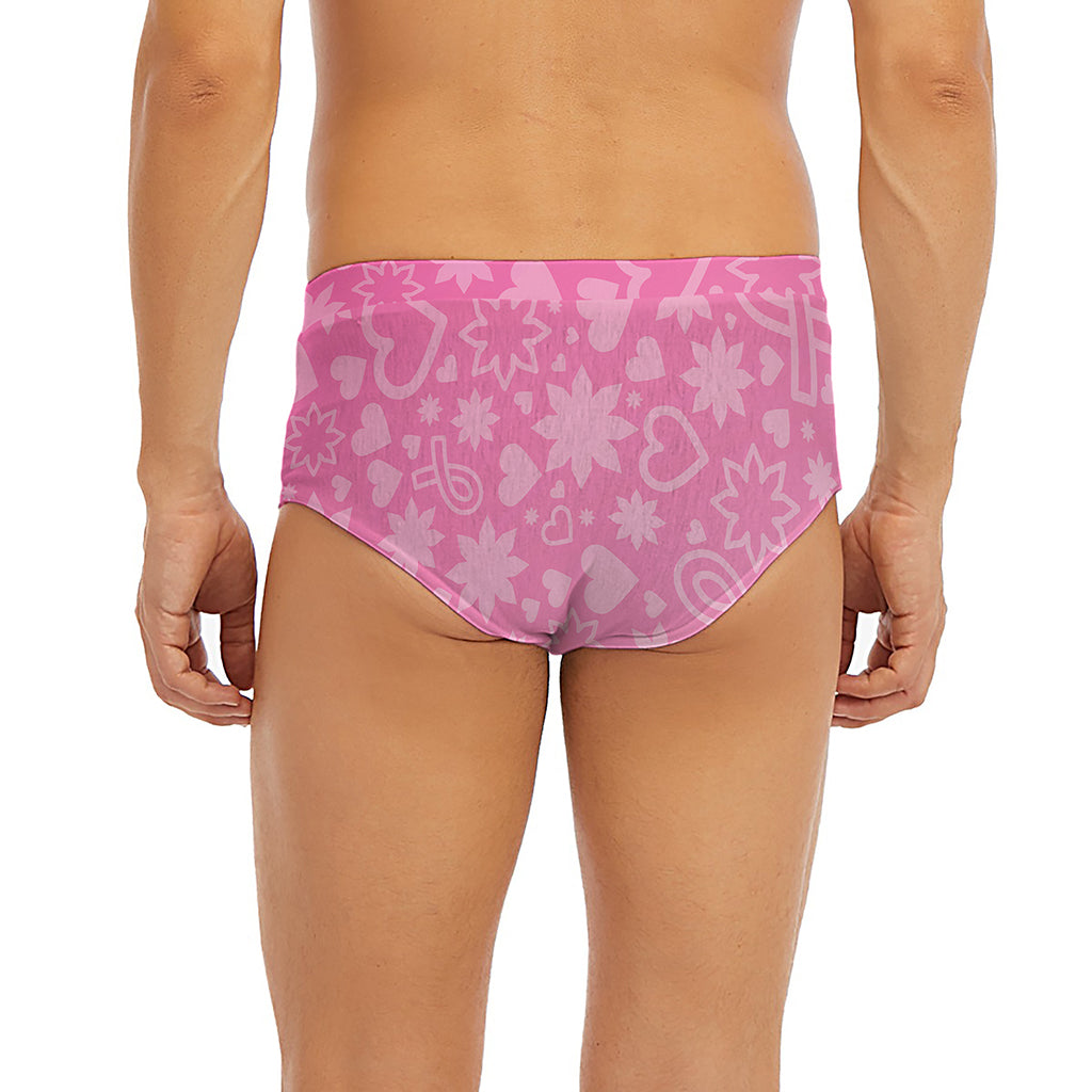 Cute Pink Breast Cancer Pattern Print Men's Briefs