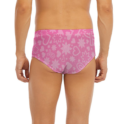Cute Pink Breast Cancer Pattern Print Men's Briefs