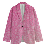 Cute Pink Breast Cancer Pattern Print Men's Cotton Blazer