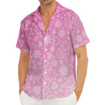 Cute Pink Breast Cancer Pattern Print Men's Deep V-Neck Shirt