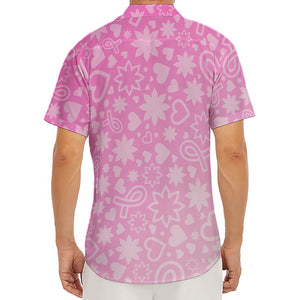 Cute Pink Breast Cancer Pattern Print Men's Deep V-Neck Shirt