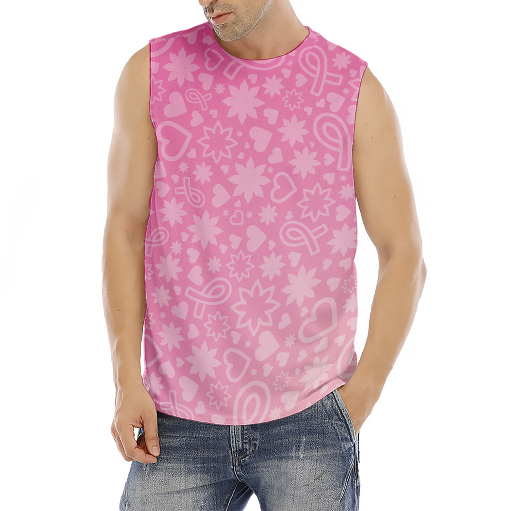 Cute Pink Breast Cancer Pattern Print Men's Fitness Tank Top