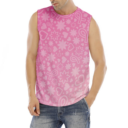 Cute Pink Breast Cancer Pattern Print Men's Fitness Tank Top
