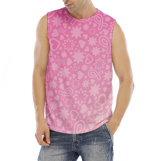 Cute Pink Breast Cancer Pattern Print Men's Fitness Tank Top