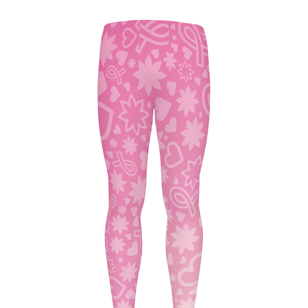 Cute Pink Breast Cancer Pattern Print Men's leggings