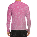 Cute Pink Breast Cancer Pattern Print Men's Long Sleeve Rash Guard