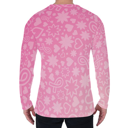 Cute Pink Breast Cancer Pattern Print Men's Long Sleeve T-Shirt