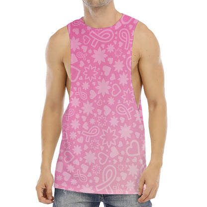 Cute Pink Breast Cancer Pattern Print Men's Muscle Tank Top
