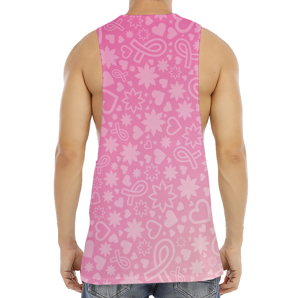 Cute Pink Breast Cancer Pattern Print Men's Muscle Tank Top