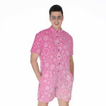 Cute Pink Breast Cancer Pattern Print Men's Rompers