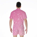 Cute Pink Breast Cancer Pattern Print Men's Rompers