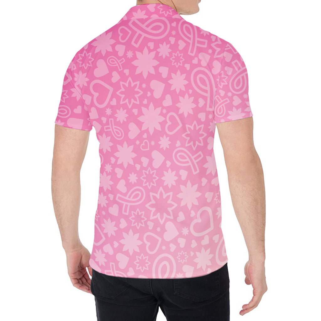 Cute Pink Breast Cancer Pattern Print Men's Shirt