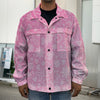 Cute Pink Breast Cancer Pattern Print Men's Shirt Jacket