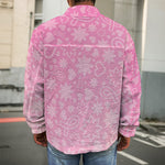 Cute Pink Breast Cancer Pattern Print Men's Shirt Jacket