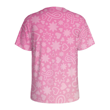 Cute Pink Breast Cancer Pattern Print Men's Sports T-Shirt
