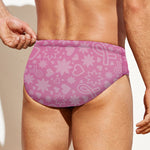 Cute Pink Breast Cancer Pattern Print Men's Swim Briefs