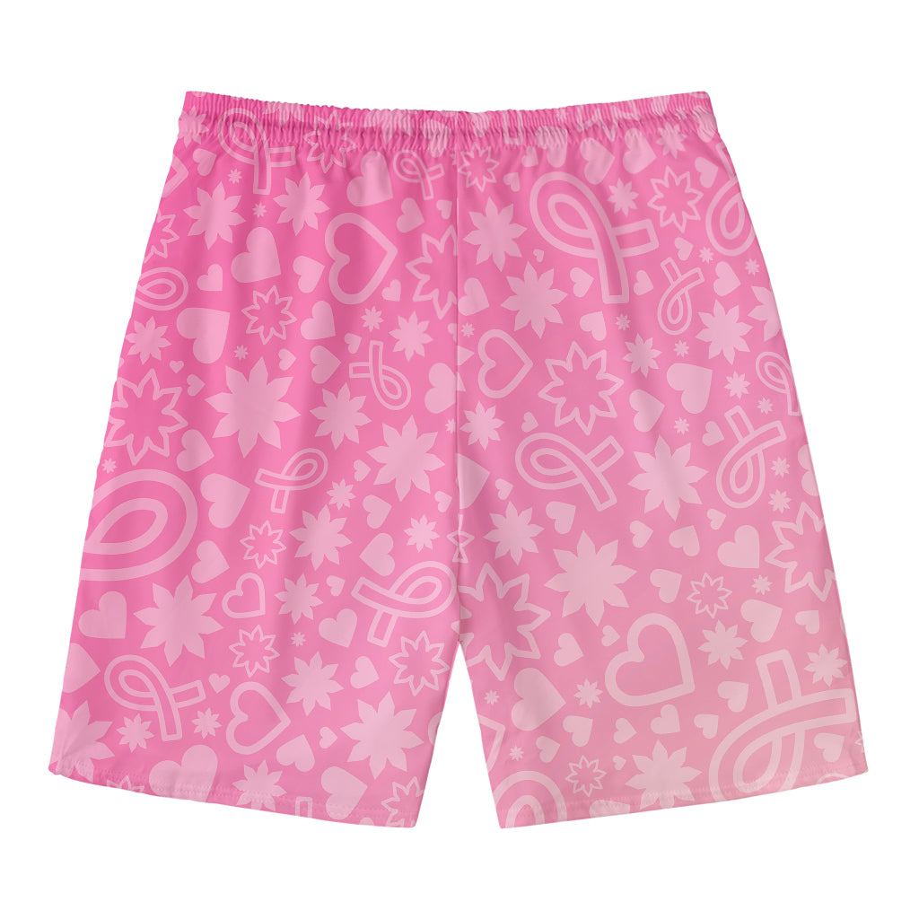 Cute Pink Breast Cancer Pattern Print Men's Swim Trunks