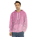 Cute Pink Breast Cancer Pattern Print Men's Velvet Pullover Hoodie