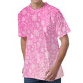 Cute Pink Breast Cancer Pattern Print Men's Velvet T-Shirt