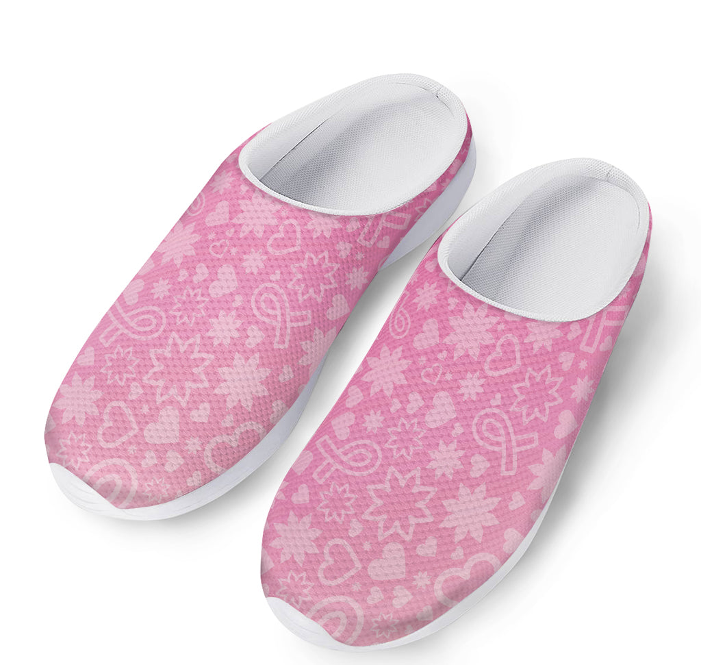 Cute Pink Breast Cancer Pattern Print Mesh Casual Shoes