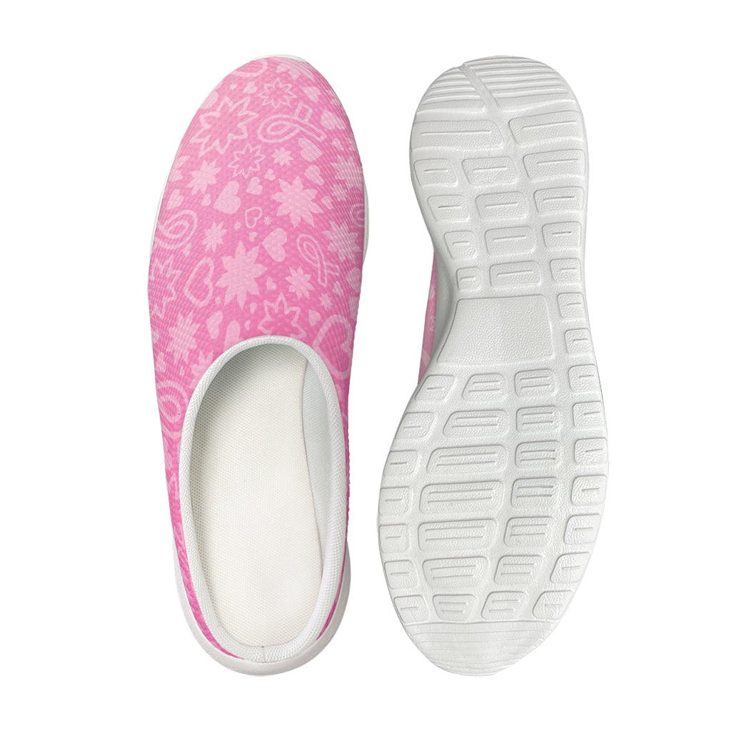 Cute Pink Breast Cancer Pattern Print Mesh Casual Shoes