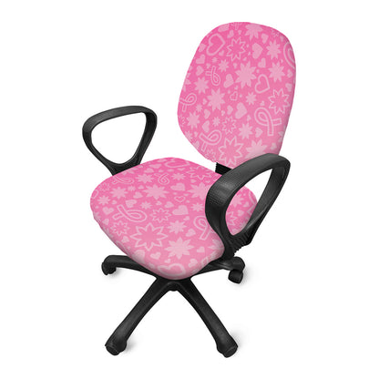 Cute Pink Breast Cancer Pattern Print Office Chair Cover