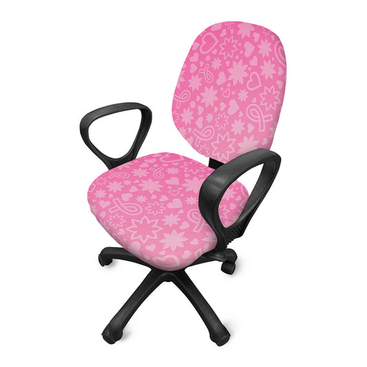 Cute Pink Breast Cancer Pattern Print Office Chair Cover