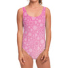 Cute Pink Breast Cancer Pattern Print One Piece Swimsuit