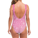 Cute Pink Breast Cancer Pattern Print One Piece Swimsuit