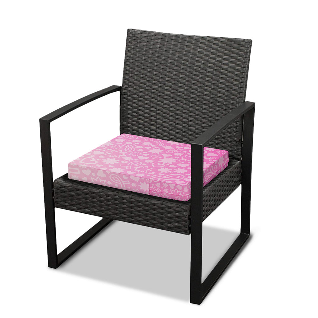 Cute Pink Breast Cancer Pattern Print Outdoor Seat Cushion Cover