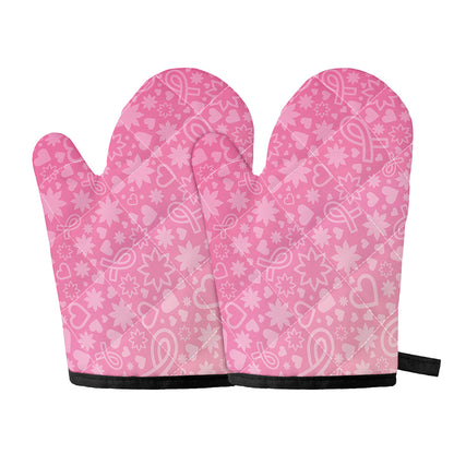 Cute Pink Breast Cancer Pattern Print Oven Mitts
