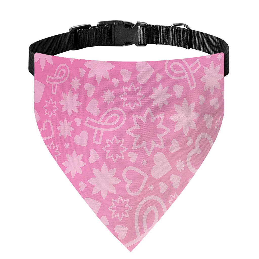 Cute Pink Breast Cancer Pattern Print Over The Collar Dog Bandana