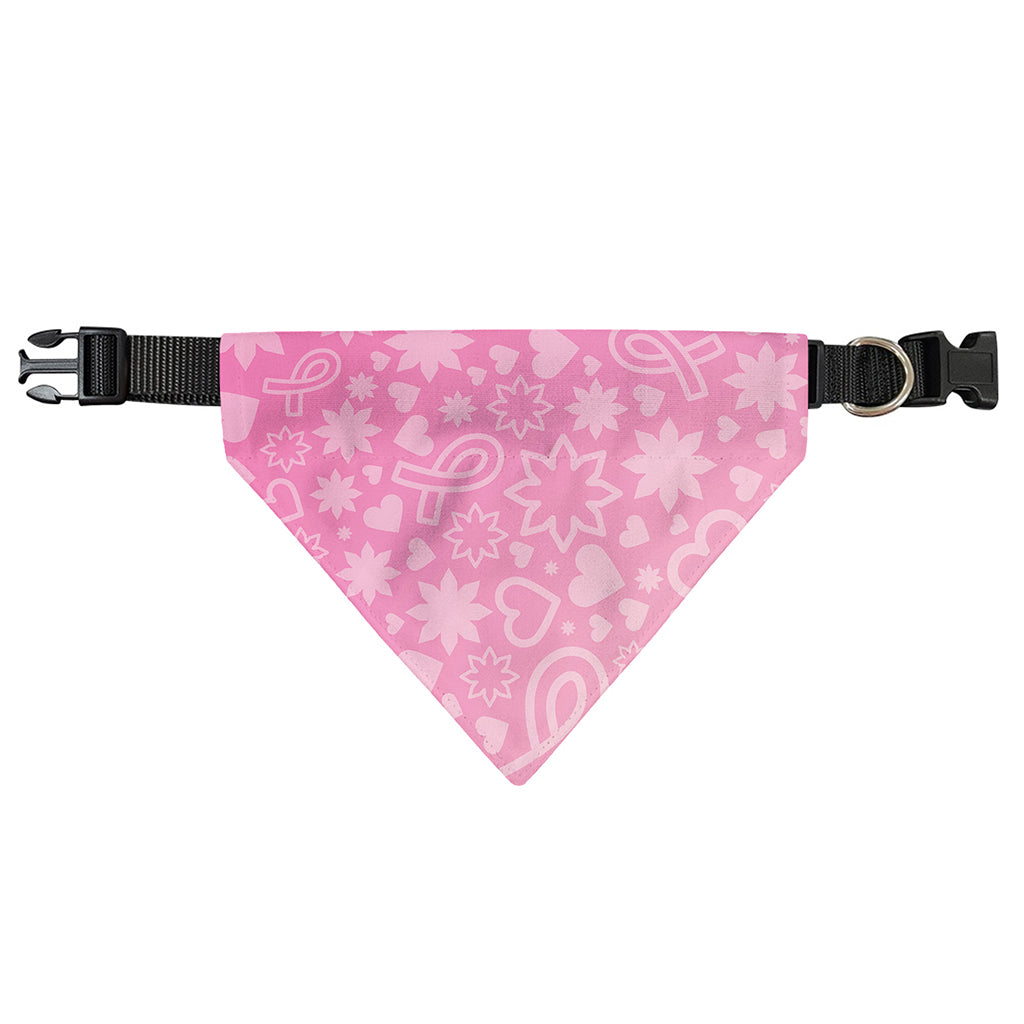 Cute Pink Breast Cancer Pattern Print Over The Collar Dog Bandana
