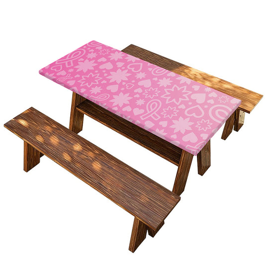 Cute Pink Breast Cancer Pattern Print Picnic Table Cover
