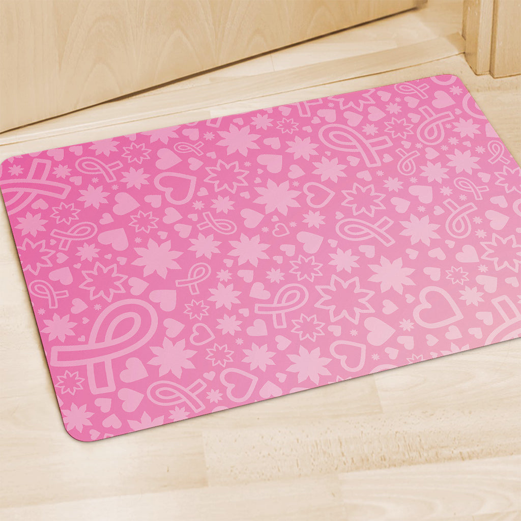 Cute Pink Breast Cancer Pattern Print Polyester Doormat