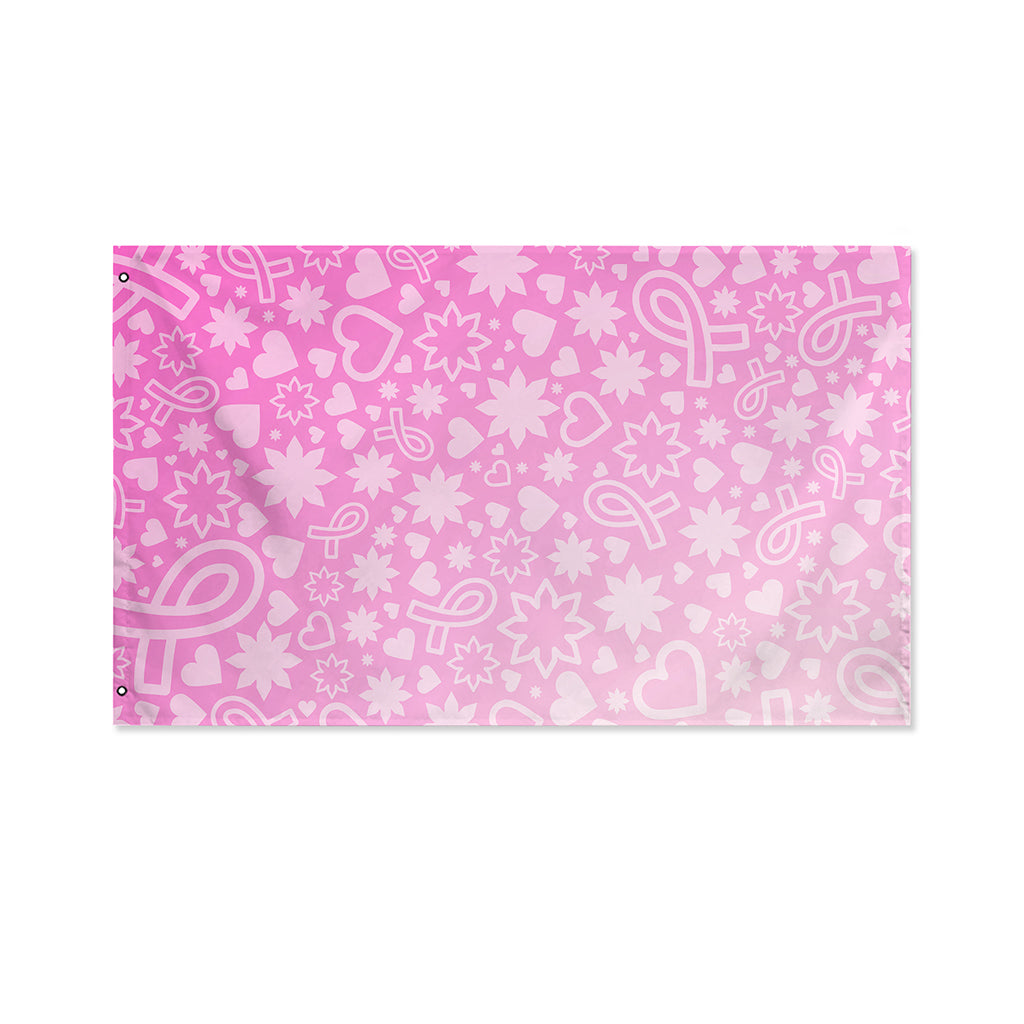 Cute Pink Breast Cancer Pattern Print Polyester Flag