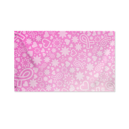 Cute Pink Breast Cancer Pattern Print Polyester Flag
