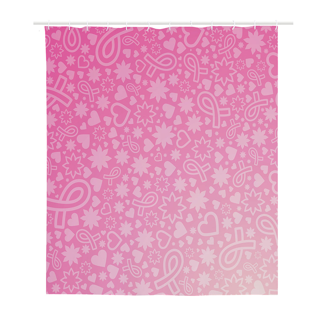 Cute Pink Breast Cancer Pattern Print Polyester Shower Curtain