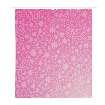 Cute Pink Breast Cancer Pattern Print Polyester Shower Curtain