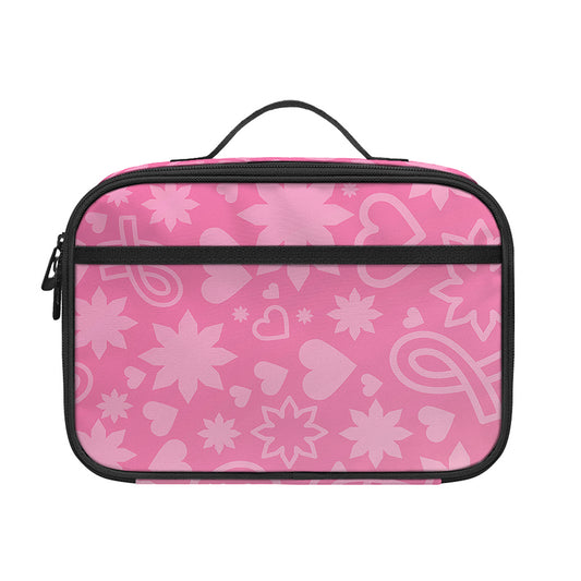Cute Pink Breast Cancer Pattern Print Portable Lunch Bag