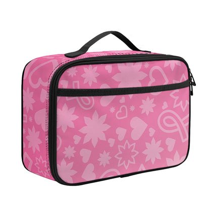 Cute Pink Breast Cancer Pattern Print Portable Lunch Bag