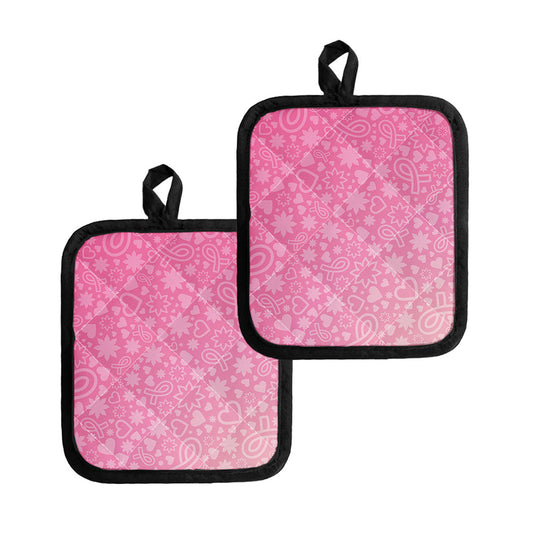 Cute Pink Breast Cancer Pattern Print Pot Holders