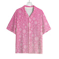 Cute Pink Breast Cancer Pattern Print Rayon Hawaiian Shirt