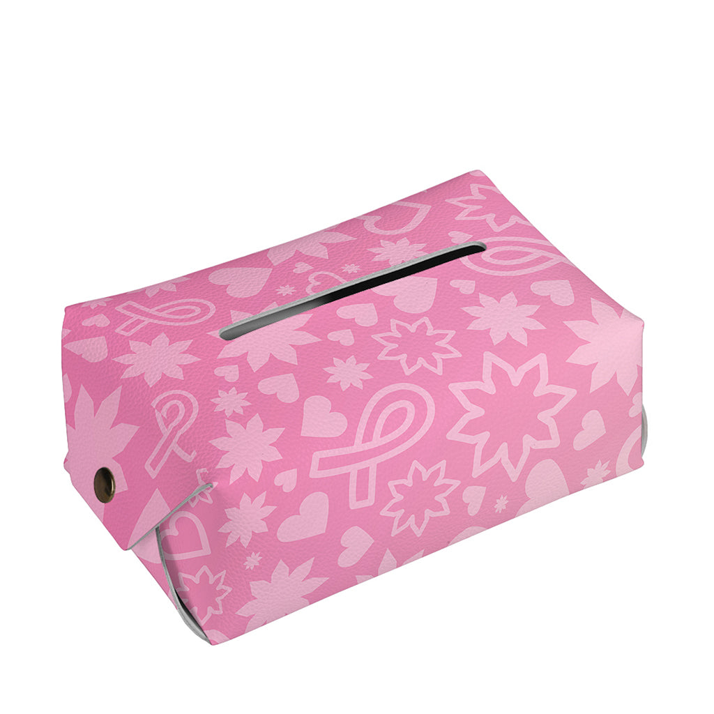 Cute Pink Breast Cancer Pattern Print Rectangle Tissue Box Cover