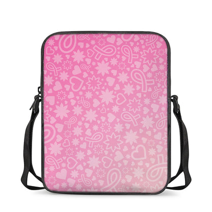 Cute Pink Breast Cancer Pattern Print Rectangular Crossbody Bag